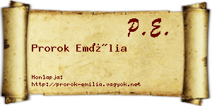 Prorok Emília névjegykártya